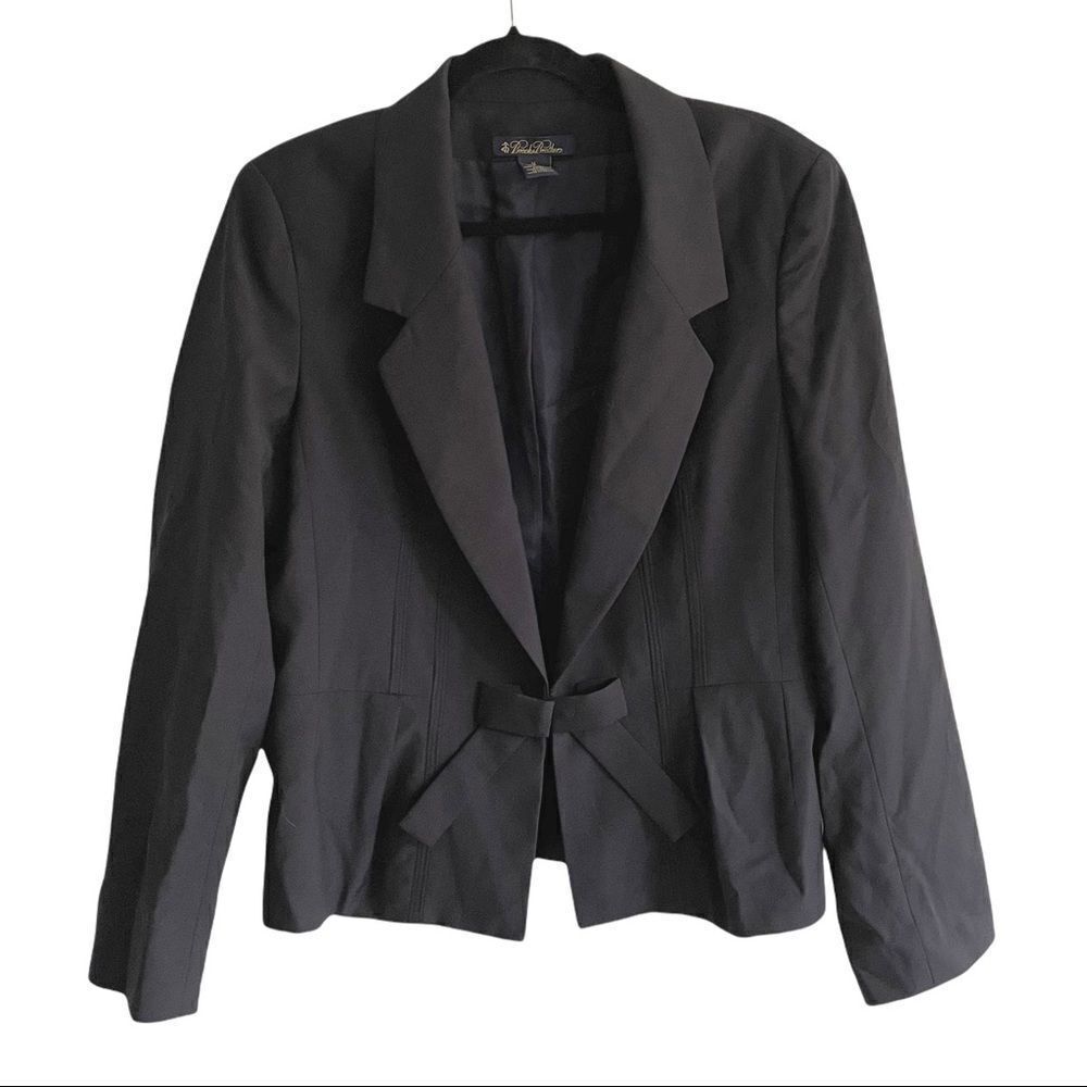 BROOKS BROTHERS Wool Tie Front Blazer Jacket Navy Blue 14